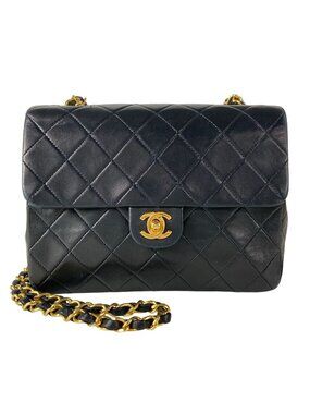 Chanel Shoulder Bag Mini Quilted 20 Black Chain Gold Lambskin